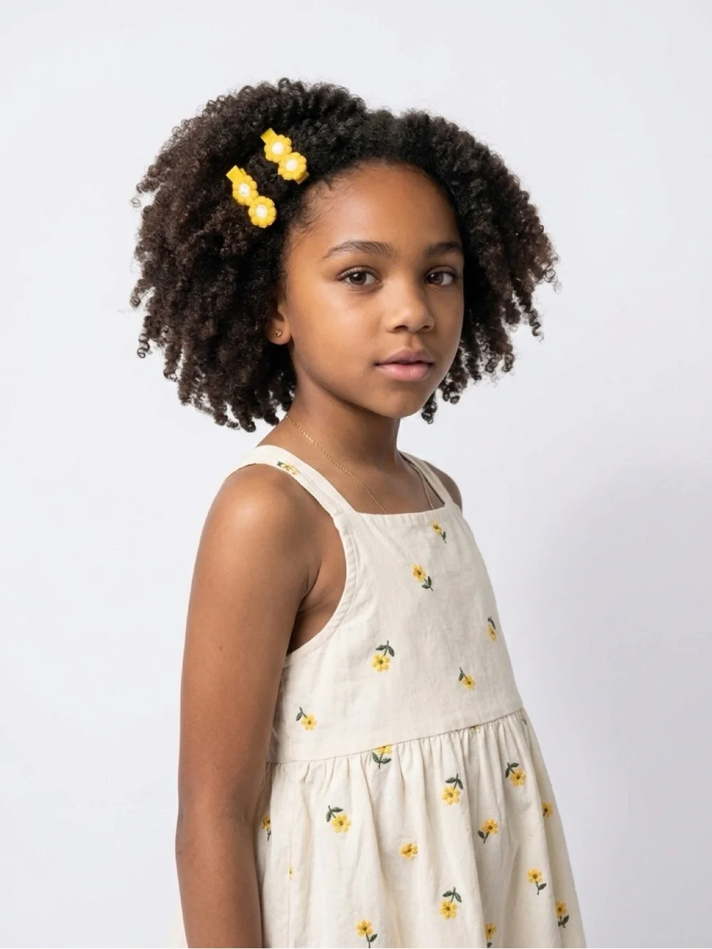 Handmade Yellow Flower Hair Clips | Floral Embroidered Barrettes